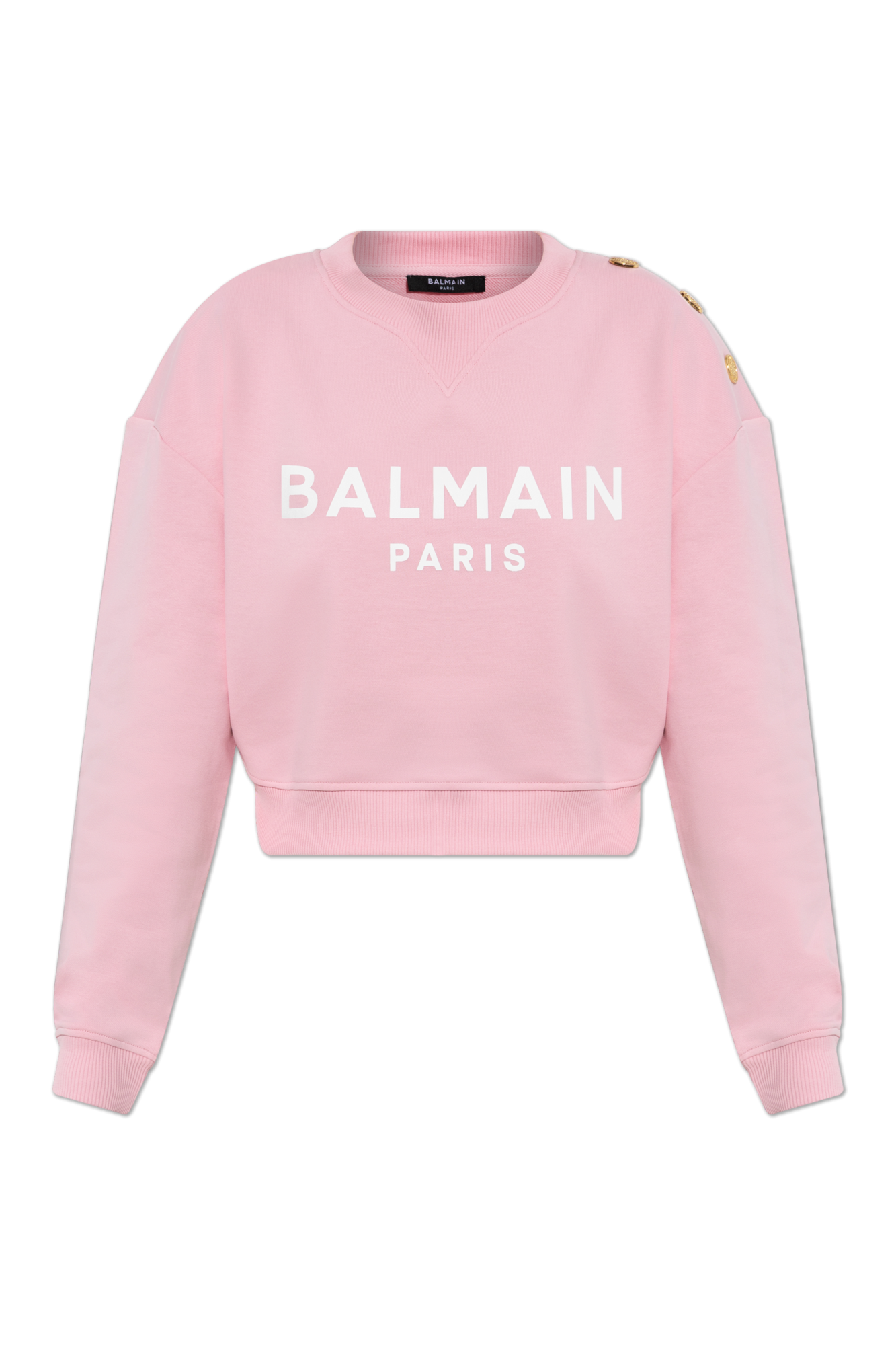 Cropped sweatshirt with Balmain Paris print white - Women